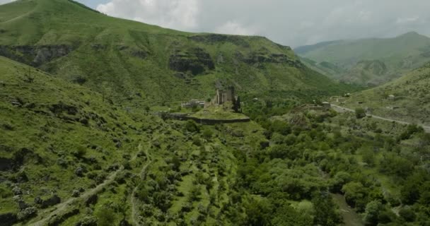 Aspindza Meskheti Gürcistan Daki Paravani Nehri Kıyısındaki Khertvisi Kalesi Antik — Stok video