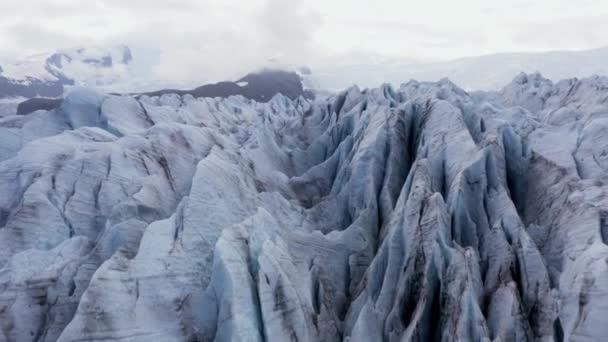 Fjallsrln Ghiacciaio Ghiacciato Con Superficie Frastagliata Ruvida Islanda Giorno Nuvoloso — Video Stock