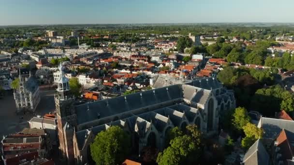 Grote Gotische Kerk Van Sint Janskerk Het Eeuwenoude Stadhuis Gouda — Stockvideo