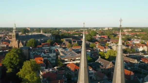 Orbiting Historical Landmark Gouwekerk Basilica Gouda Cityscape South Holland Netherlands — Video Stock