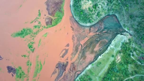 Widok Lotu Ptaka Jezioro Natron Kenii Ciągu Dnia Strzał Drona — Wideo stockowe