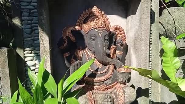 Estátua Ganesha Elefante Encabeçado Deus Ubud Bali Indonésia Divindade Hindu — Vídeo de Stock