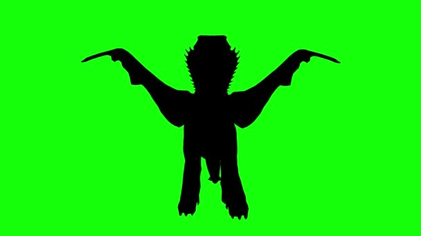 Silueta Una Criatura Fantasía Monstruo Dragón Caminando Pantalla Verde Vista — Vídeo de stock