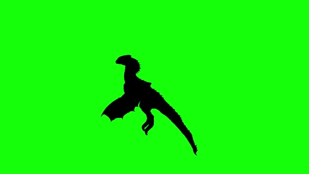 Σιλουέτα Ενός Φανταστικού Πλάσματος Δράκος Τέρας Που Φέρουν Πράσινη Οθόνη — Αρχείο Βίντεο