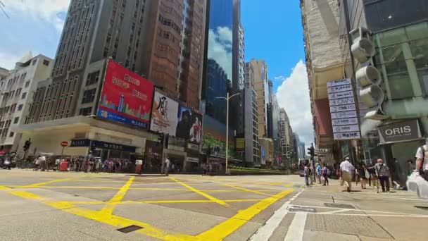 Tráfico Rodado Peatonal Nathan Road Hong Kong Lapso Tiempo — Vídeos de Stock