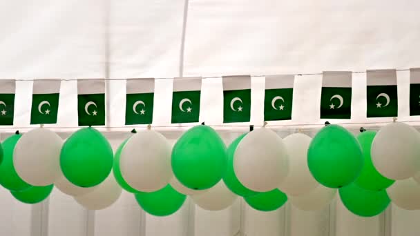 Dekorationen Zum Pakistanischen Unabhängigkeitstag Pakistan Flaggen August Pakistan Unabhängigkeitstag — Stockvideo