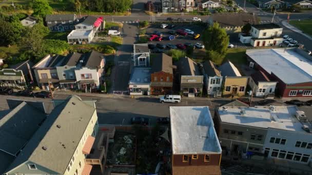 Drone Toma Del Centro Coupeville Atardecer — Vídeo de stock