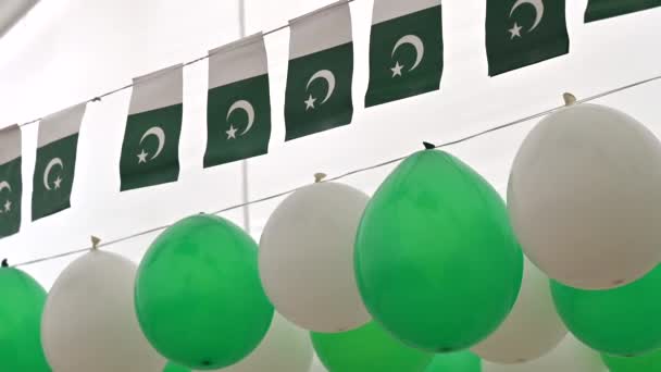 Пакистанські Прапори День Незалежності Серпня День Незалежності Пакистану — стокове відео