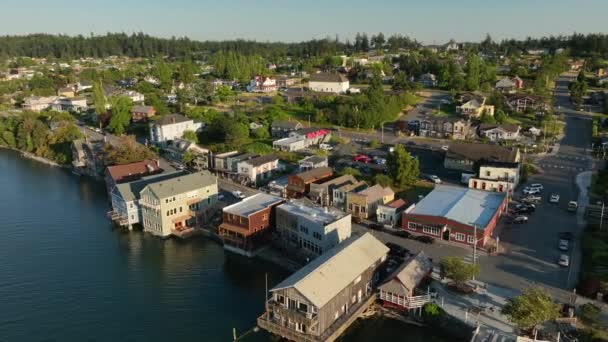 Drone Výstřel Odtrhl Coupeville Hlavní Ulice Vybavení Ukázat Celé Město — Stock video