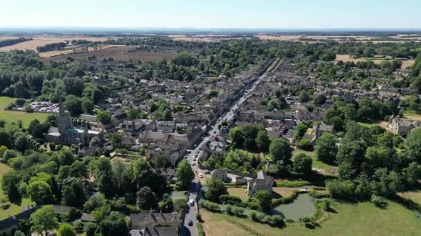 Burford Cotswold Wzgórza Oxfordshire Wielka Brytania Panning Drone Widok Lotu — Wideo stockowe