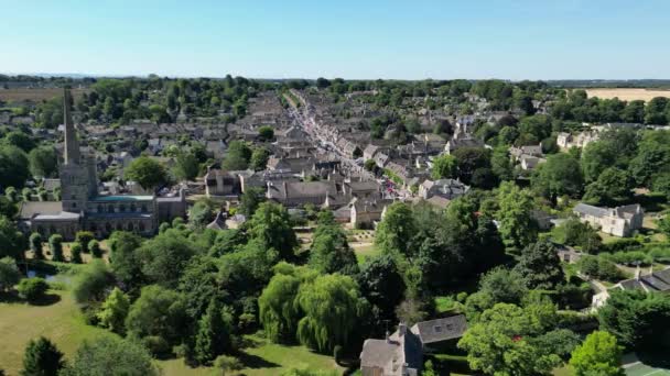 Niskie Panning Burford Centrum Miasta Oxfordshire Wielka Brytania Drone Widok — Wideo stockowe