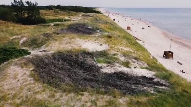 Tembakan Udara Dunes Sebelah Sisi Laut Lithuania Nida Tujuan Perjalanan — Stok Video