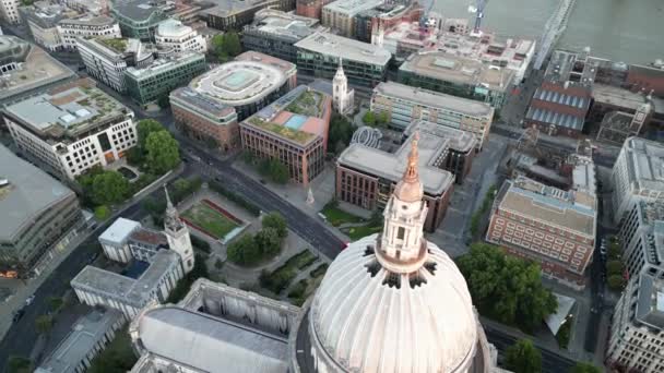 Londoner Stadtsilhouette Enthüllt Pauls Cathedral London Drohnen Luftaufnahme — Stockvideo