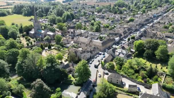 Burford Cotswold Hills Oxfordshire Royaume Uni Drone Vue Aérienne Révéler — Video