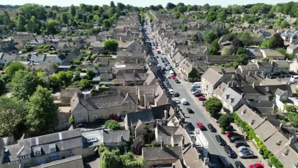 High Street Burford Cotswold Wzgórza Oxfordshire Wielka Brytania Drone Widok — Wideo stockowe