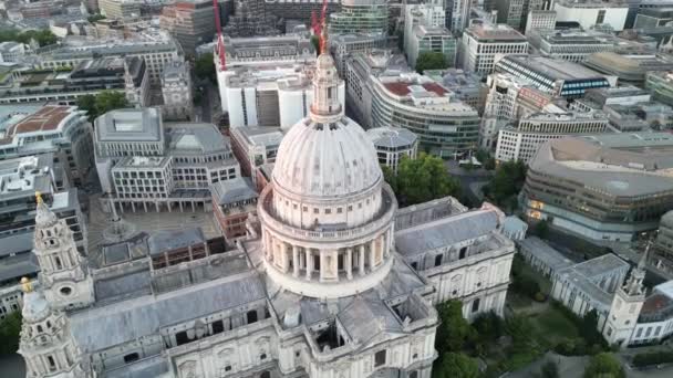 Overhead Birds Eye View Pauls Cathedral Dome London Drone Aerial — Stock Video