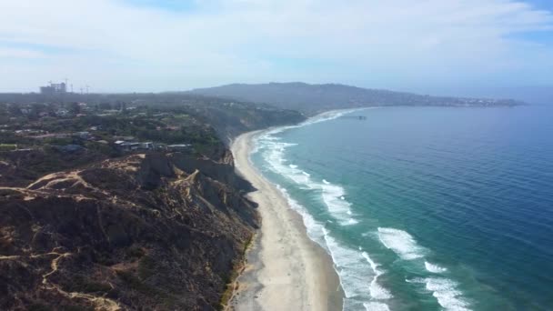 Torrey Pines Tan San Diego Okyanus Kıyısının Havacılık Manzarası Arka — Stok video