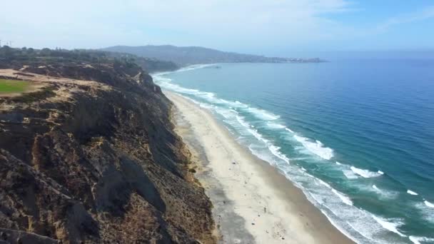 Воздушное Океанское Побережье Сан Диего Black Beach Torrey Pines Jolla — стоковое видео
