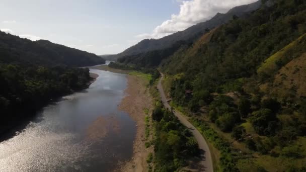 Aerial View Trcoles River Sunlight — Stock Video