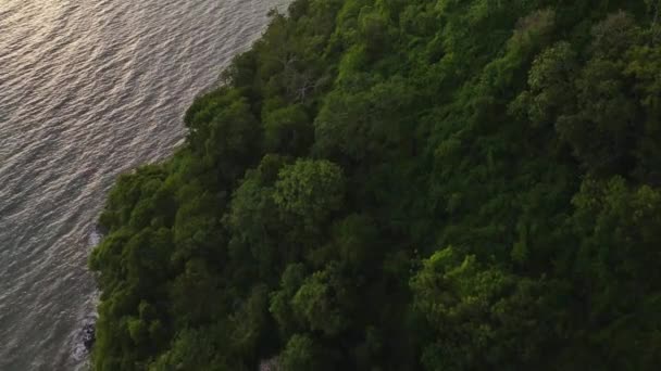 Luftaufnahme Des Tropischen Waldes Strand Von Nang Krabi Thailand Während — Stockvideo