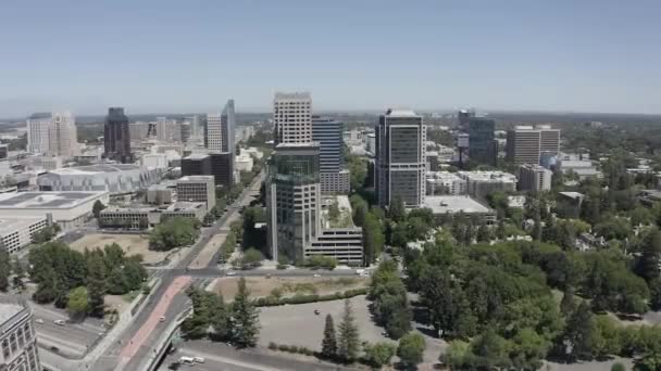 Sacramento Egyesült Államok Légköri Panoráma Városkép Belváros Magas Kereskedelmi Épületek — Stock videók