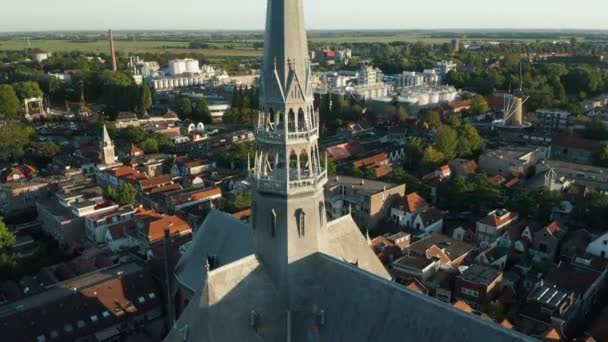 Αναδύεται Στο Spire Historic Gouwekerk Στη Gouda Νότια Ολλανδία Ολλανδία — Αρχείο Βίντεο