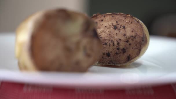 Großaufnahme Von Ein Paar Kartoffelstücken — Stockvideo