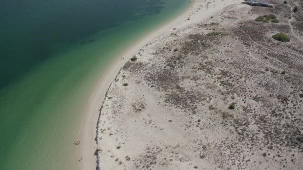 Színes Tengerpart Portugália Türkiz Tenger Fehér Homokos Strand Légi — Stock videók