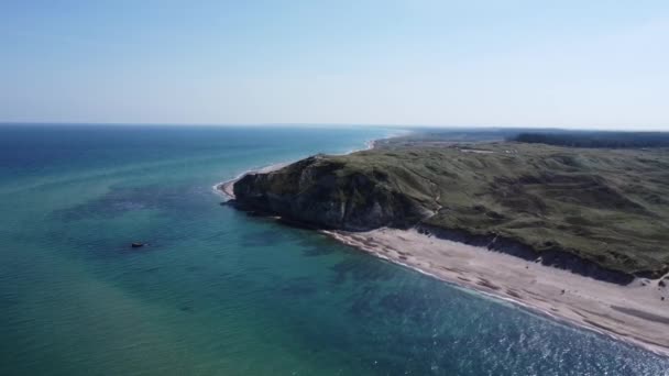 Dobře Známé Útesy Bulbjerg Severním Moři Denmarku Natočené Moře Trubcem — Stock video