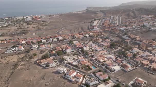 Luftaufnahme Von Fuerteventura Island Resort Town Kanarische Inseln Spanien — Stockvideo