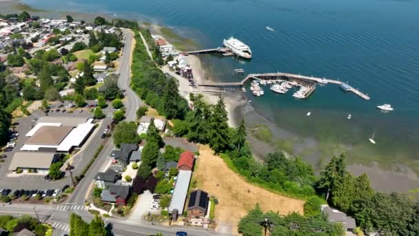 Langley Washington Daki Mütevazı Yat Limanının Havadan Görüntüsü — Stok video