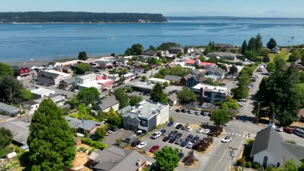Langley Washington Denizcilik Kasabasının Insansız Hava Aracı Görüntüsü — Stok video