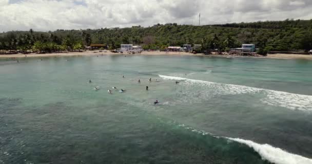 Letecký Pohled Přes Surfaře Pryč Pláže Jobos Puerto Rico Usa — Stock video