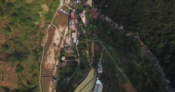 Vista Aérea Cat Cat Village Río Marrón Sapa Vietnam — Vídeo de stock