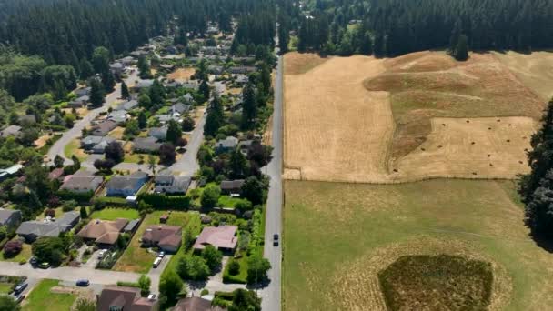 Aerial Shot Showing Divide Community Neighborhood Farmland — Stock Video