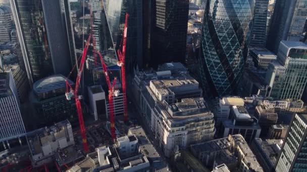 Leereszkedő Felfelé Billenő Légi Támaszpont Londoni Pénzügyi Negyed Felett Amely — Stock videók
