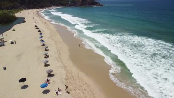 San Pancho Mexiko Surf Town Och Beach Paraplyer — Stockvideo