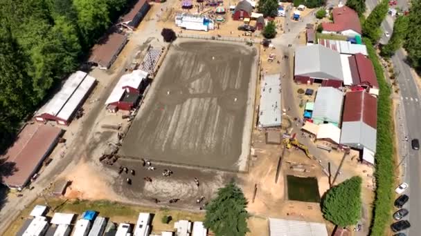 Vue Aérienne Échauffement Des Chevaux Pour Participer Rodéo Comté — Video