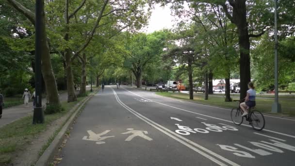 Images Ralenti Cyclistes Circulant Dans Central Park — Video