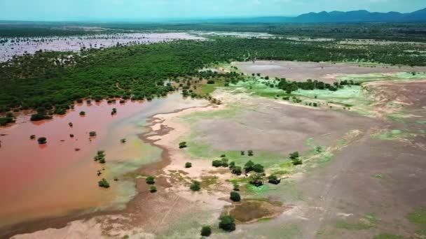 Lake Magadi Soda Ash Kenya Great Rift Valley Africa Letecké — Stock video