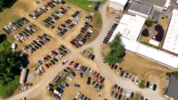 Overhead Drone Shot Paid Parking Lot County Fair — Stock Video