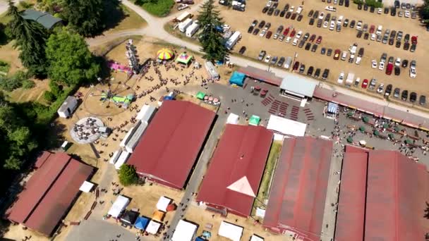 Wide Aerial View Langley Fairgrounds Hot Summer Day — Stock Video