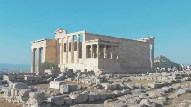 Ερεχθείο Ναός Της Αθήνας Ευρεία Βολή — Αρχείο Βίντεο