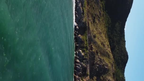 Vertical Морське Забруднення Океану Безпілотник Повітряний Вид Морську Воду Плаваючим — стокове відео