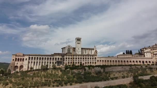 Vista Aérea Ascendente Basílica San Francesco Temprano Mañana Temporada Verano — Vídeos de Stock