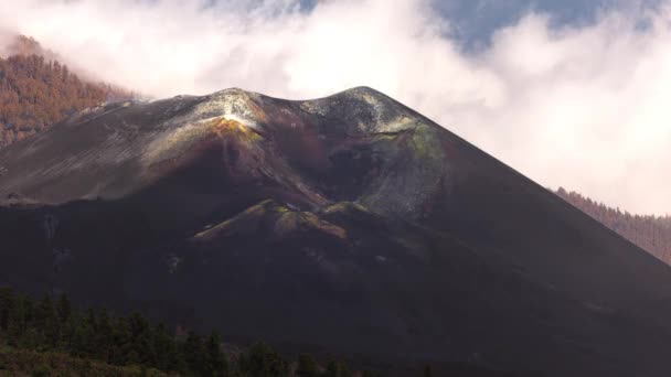 Втрата Часу Вид Діючий Вулкан Cumbre Vieja Хмари Над Вулканом — стокове відео