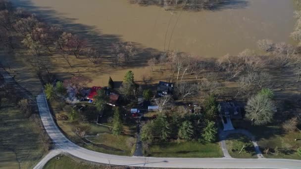 Vue Aérienne Haut Vers Bas Des Maisons Riveraines Inondées Après — Video