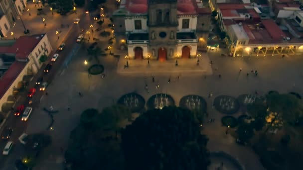 Aerial View Joseph Cathedral Dusk Ciudad Guzman Jalisco Mexico Drone — Stock Video