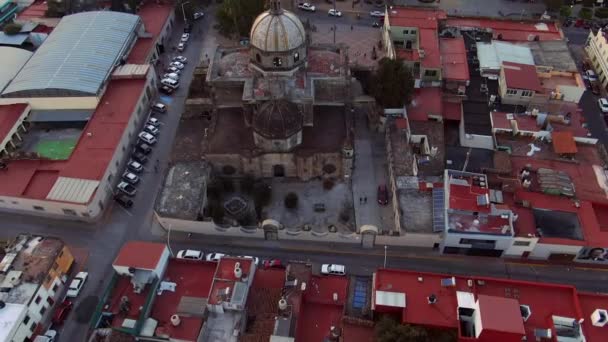 Ciudad Guzman City Parroquia Del Sagrario Joseph Cathedral Mexico Aerial — Stock Video
