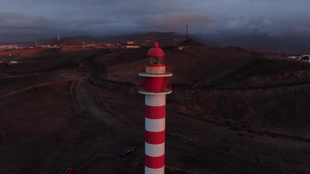 Farol Torre Aérea Tiro Gran Canarias Ilhas Espanholas — Vídeo de Stock